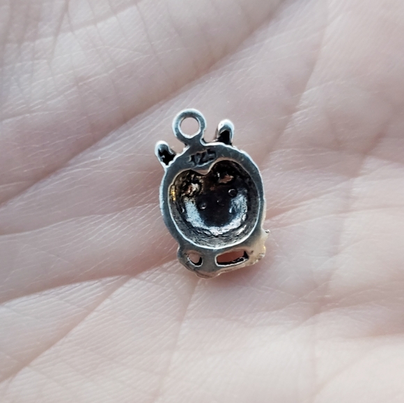 Tiny 925 Sterling Silver Round Owl Pendant - Picture 2 of 2
